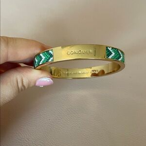 Kate Spade Conquer Gold and Green Bangle Bracelet